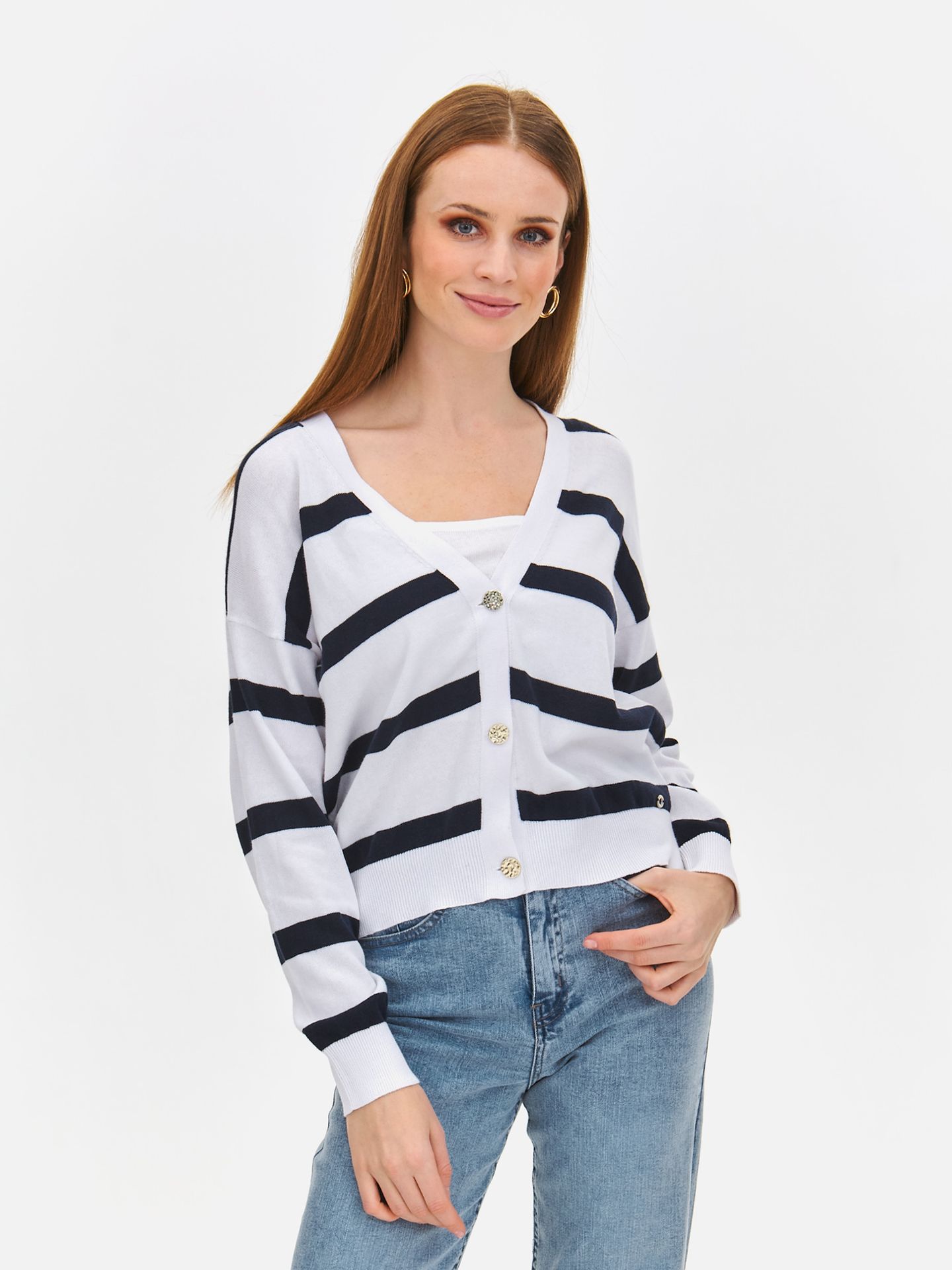 Kardigan długi rękaw granatowy - SSW3682GR kardigan długi rękaw - TOP SECRET - Odzieżowy sklep internetowy TOP SECRET