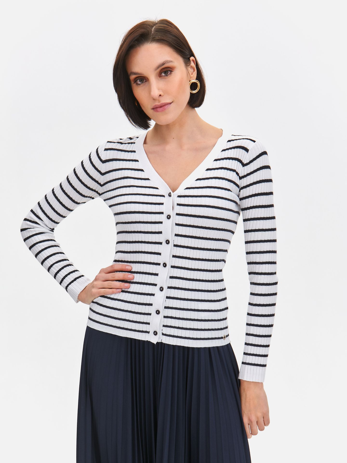 Kardigan długi rękaw biały - SSW3680BI kardigan długi rękaw - TOP SECRET - Odzieżowy sklep internetowy TOP SECRET