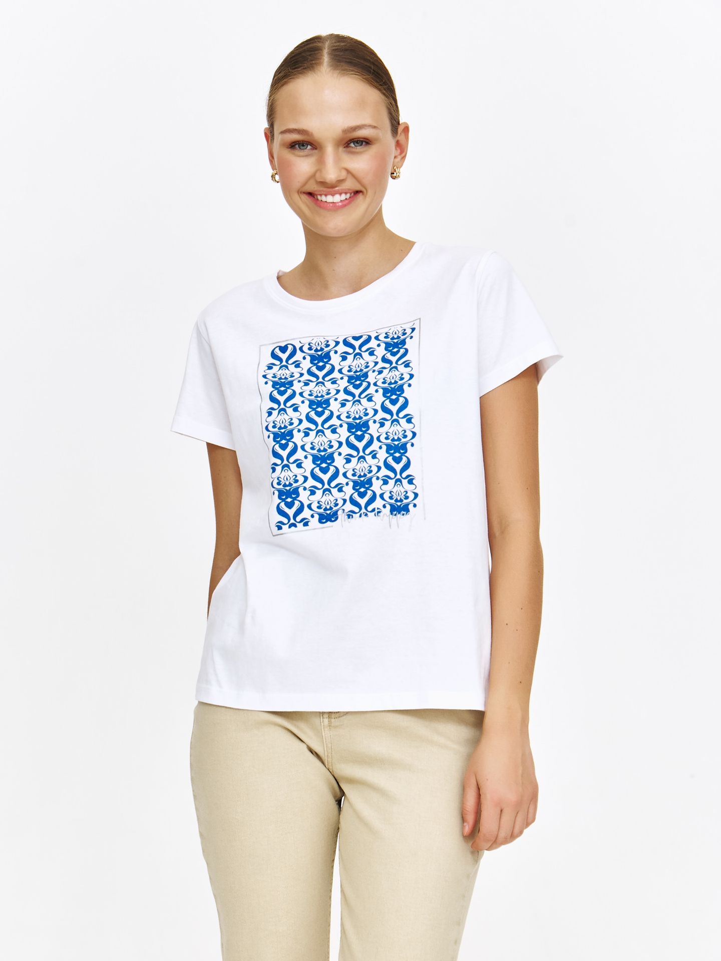 Podkoszulek z niebieskim nadrukiem