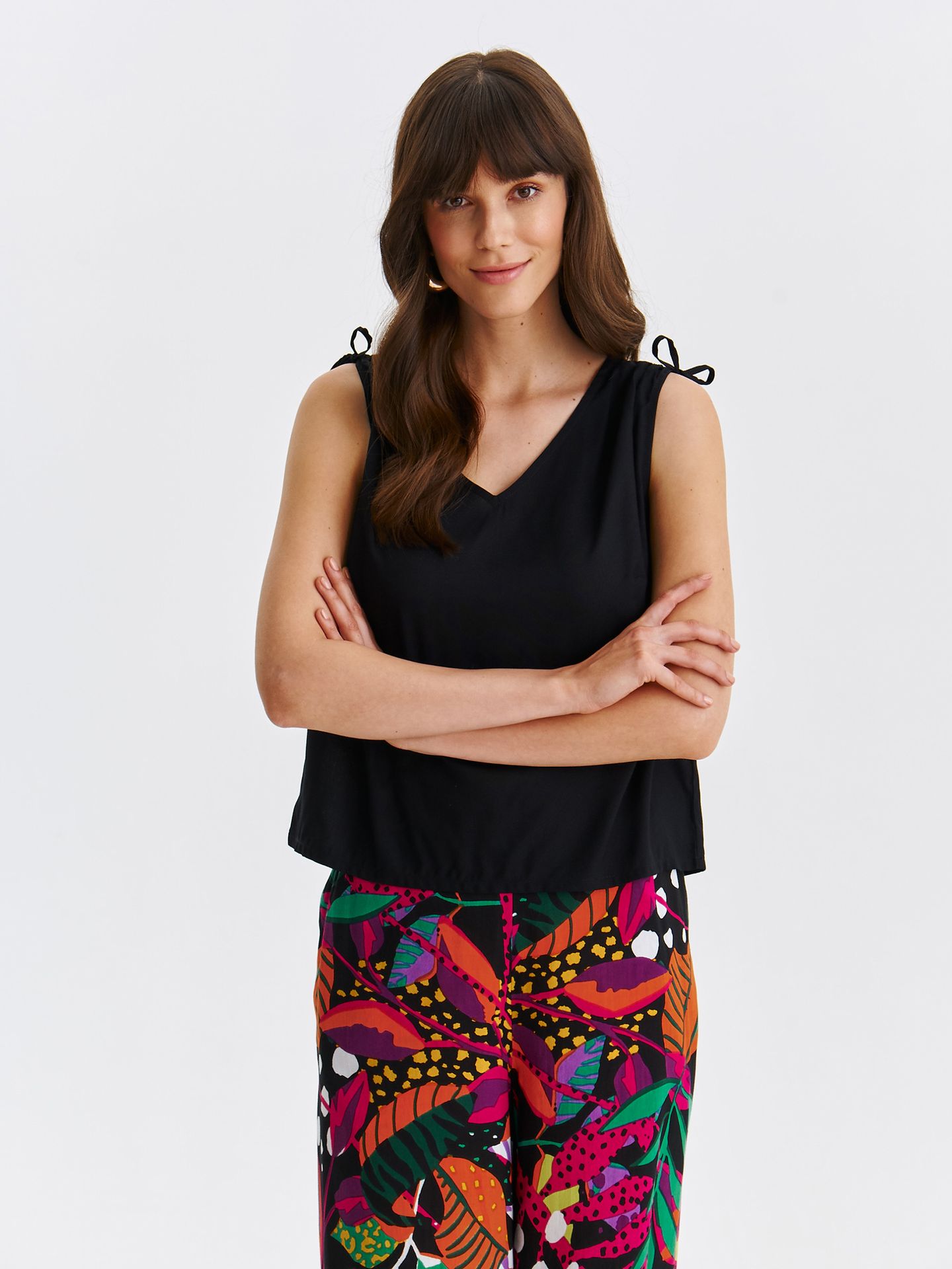 Koszula damska bez rękawów czarna - DKE0010CA koszula damska bez rękawów - DRYWASH - Odzieżowy sklep internetowy TOP SECRET