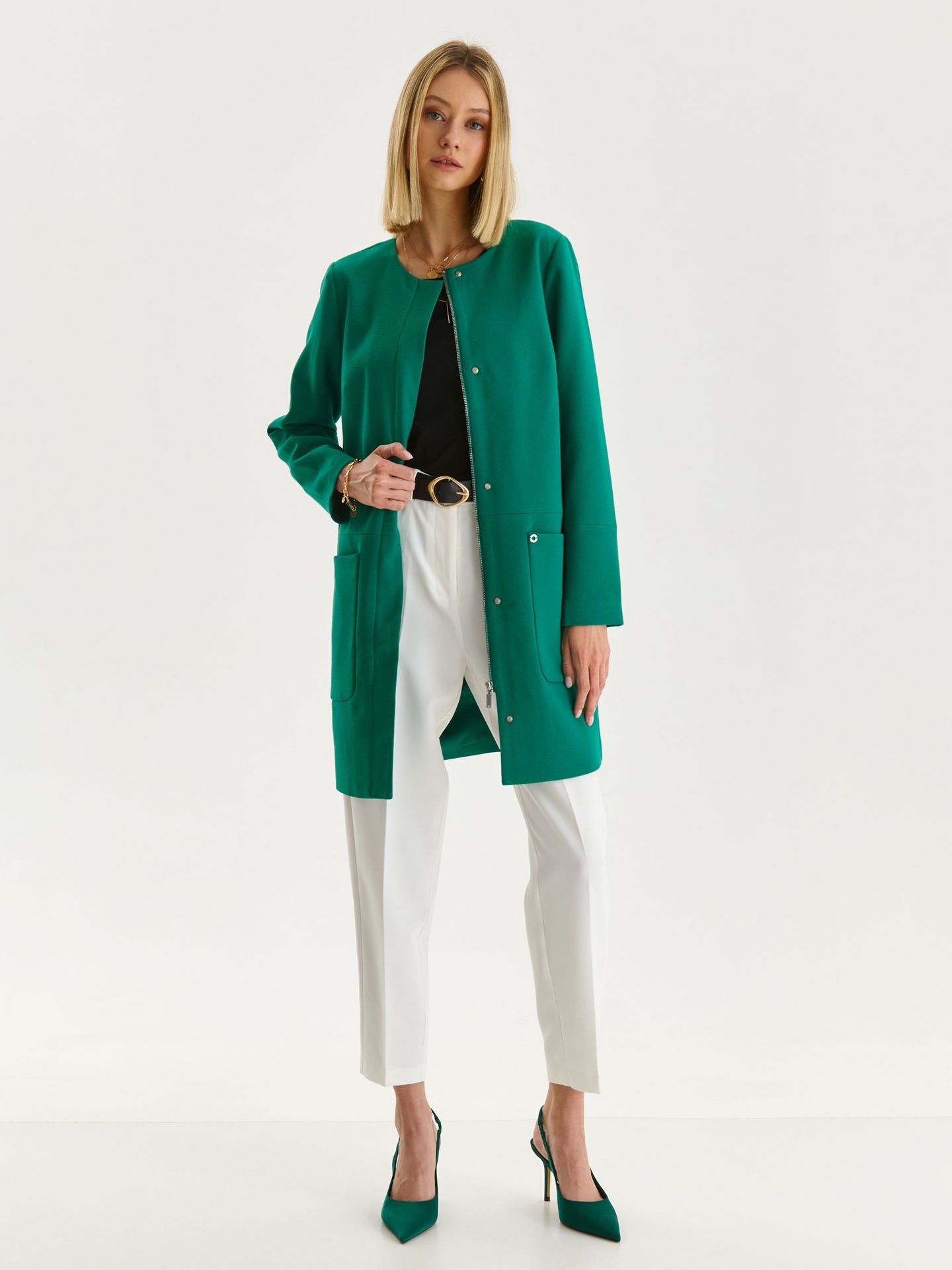 Płaszcz damski zielony - SPZ0651ZI płaszcz - TOP SECRET - Odzieżowy sklep internetowy TOP SECRET