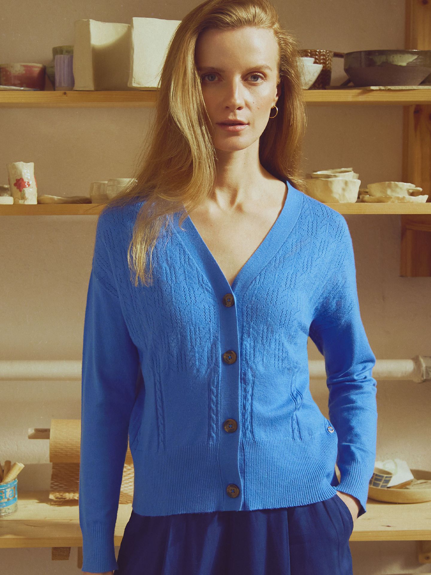 Niebieski uniwersalny kardigan damski