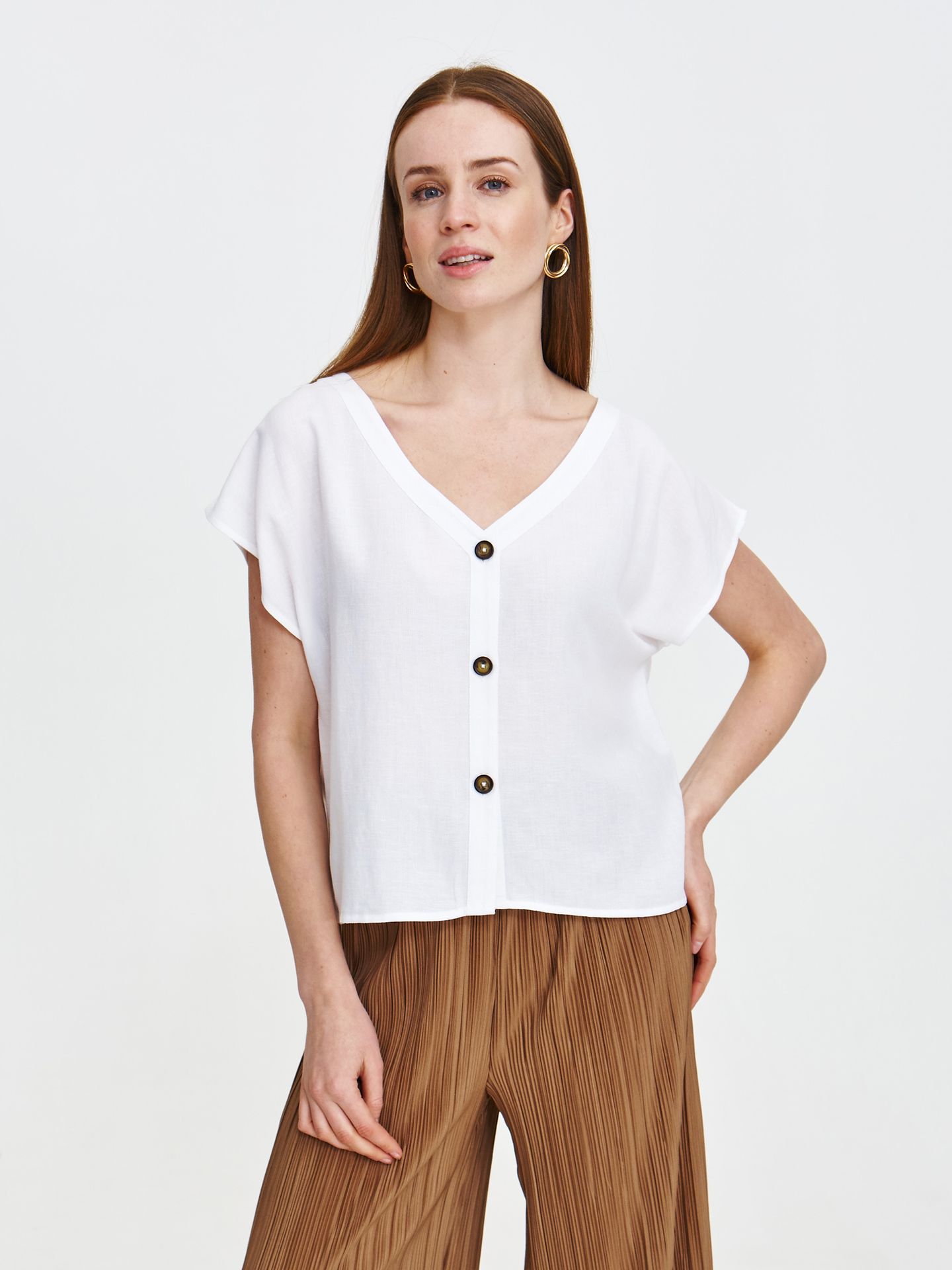 Rustykalna bluzka z domieszką lnu