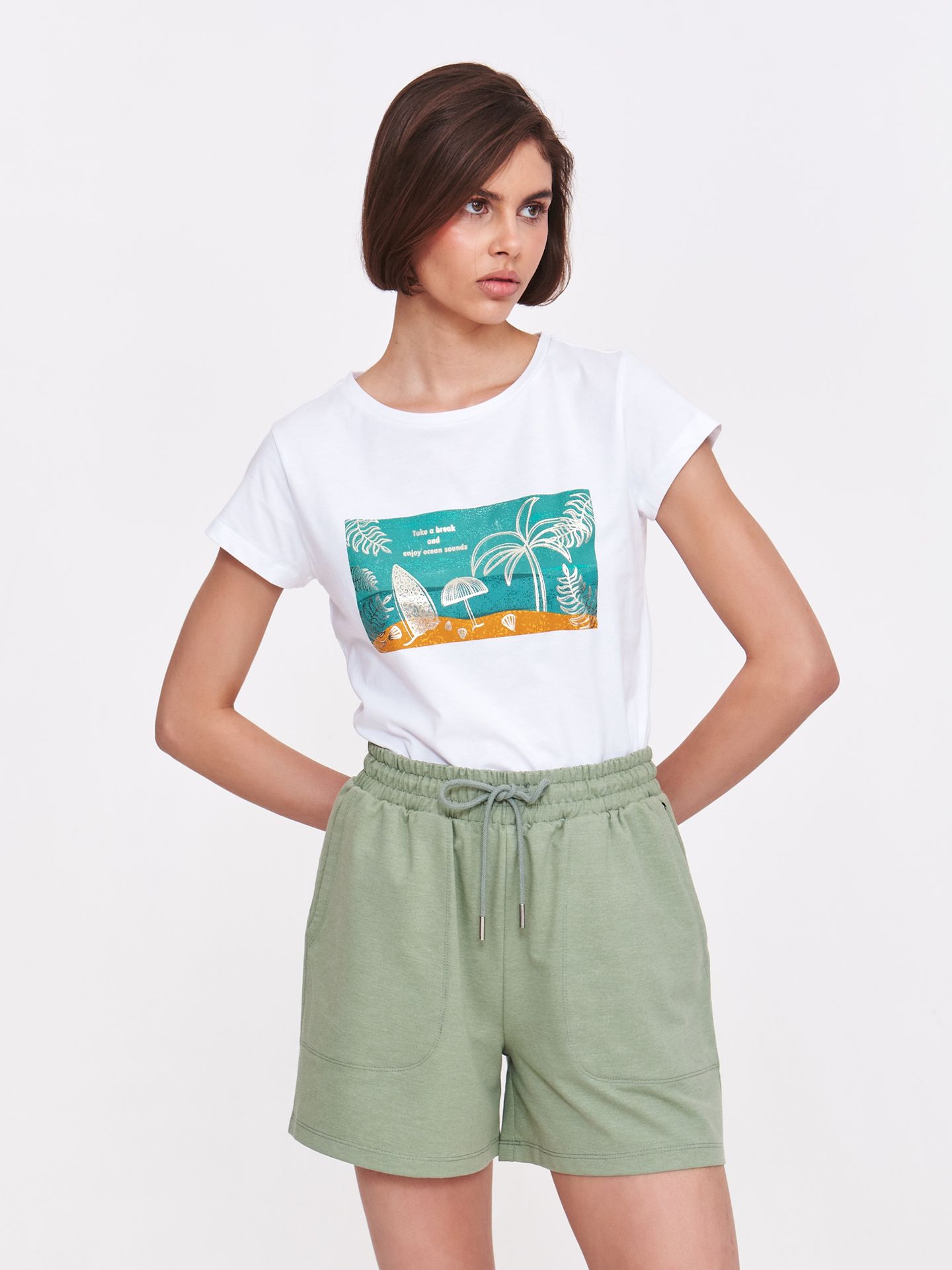 Bawełniany t-shirt z wakacyjnym nadrukiem