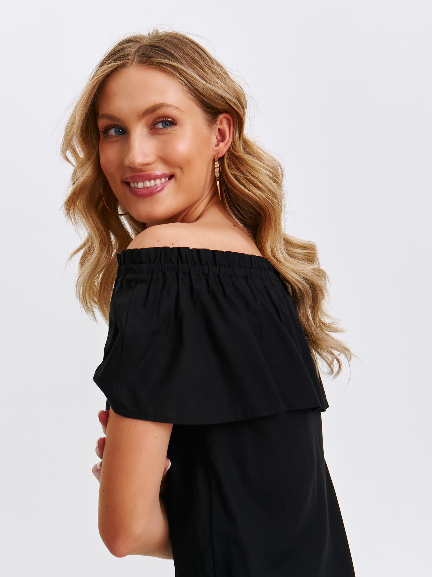 Bluzka damska bluzka krótki rękaw czarna - SBK2942CA - TOP SECRET - Odzieżowy sklep internetowy TOP SECRET