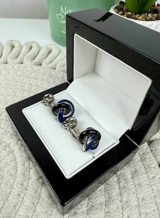 SPINKI DO MANKIETÓW srebrne sople czarne niebieskie