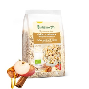Soligrano Orkisz w polewie z miodem, jabłkiem i cynamonem 150 g Bio - słodycze lub przekąska