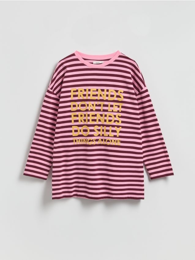 Reserved - Longleeve oversize z nadrukiem - różowy