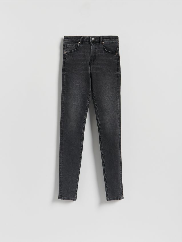 Reserved - Jeansy slim high waist - szary