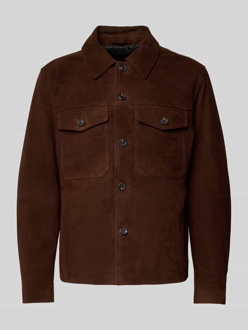 Kurtka skórzana o kroju regular fit z efektem weluru model ‘THOM SUEDE’