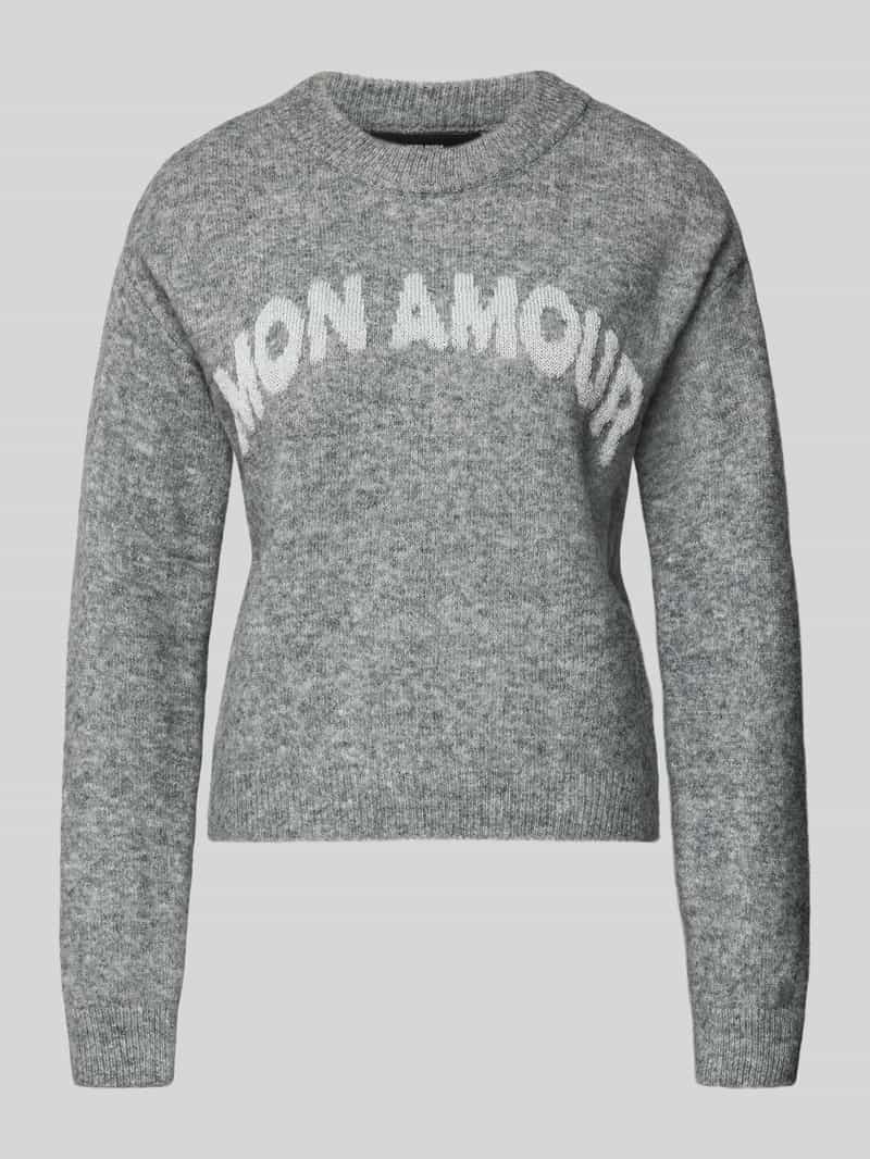 Sweter z dzianiny o kroju regular fit z dodatkiem wiskozy model ‘AMOREMIO’
