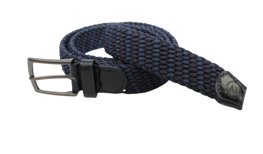 Pasek Gumowa Plecionka Arucce (PL) Super Rozciągliwy 35 mm Klamra Tradycyjna Szeroki Zakres Zapinania Niebiesko Granatowy