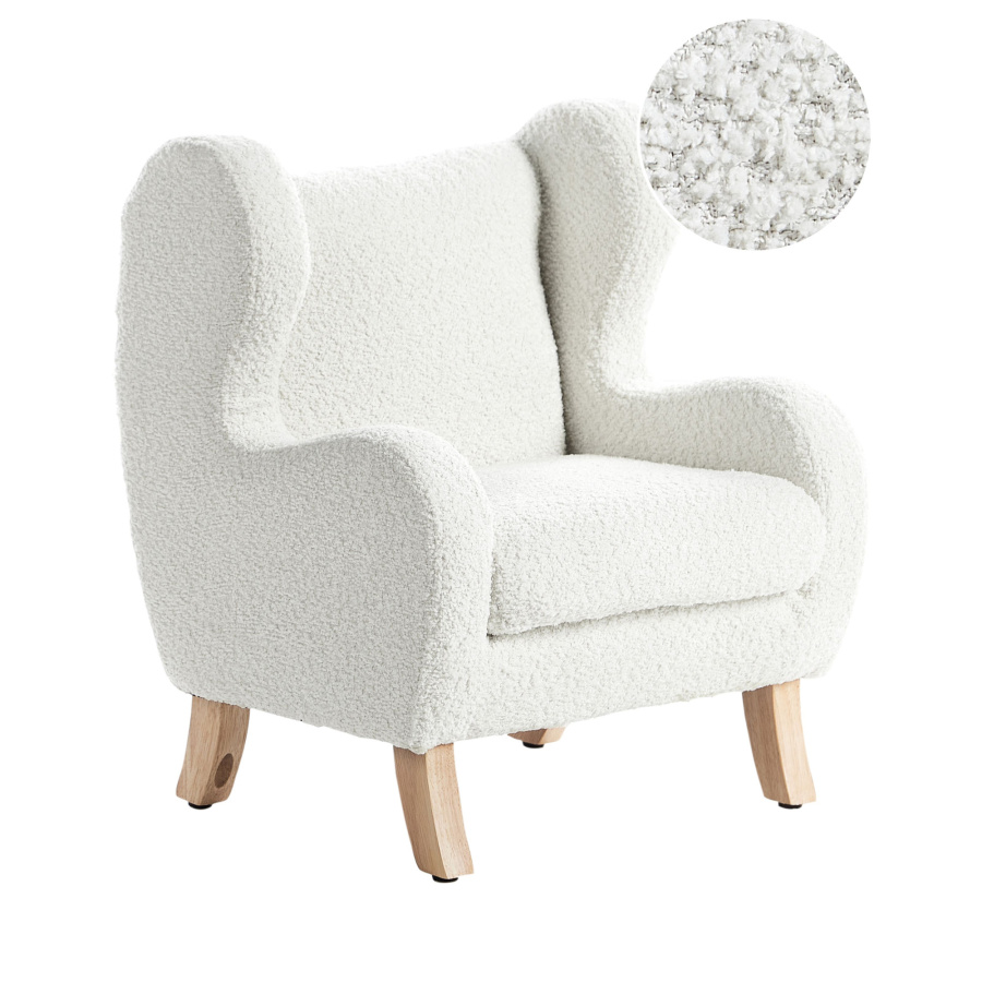 Toaletka dziecięca z taboretem Fotel dziecięcy FARUM Boucle Złamana biel B580035