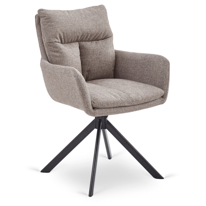 Krzesło Tapicerowane Obrotowe do Salonu PAUL Jasnobrązowe Nowoczesne