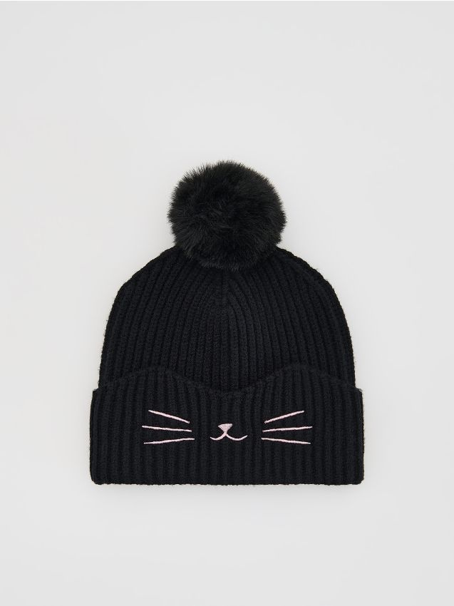 Reserved - Czapka z pomponem - czarny