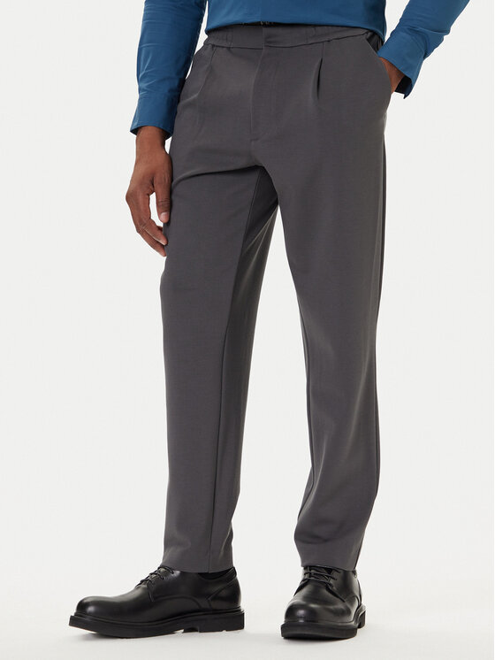 Calvin Klein Chinosy LV04LE613G Szary Slim Fit