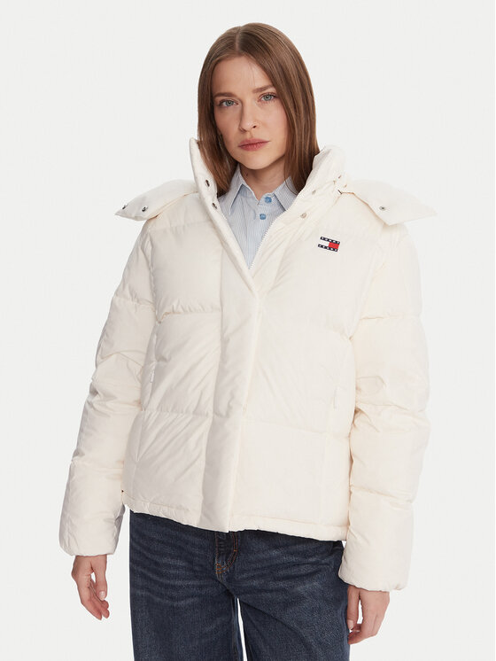 Tommy Jeans Kurtka puchowa Alaska DW0DW21623 Écru Relaxed Fit