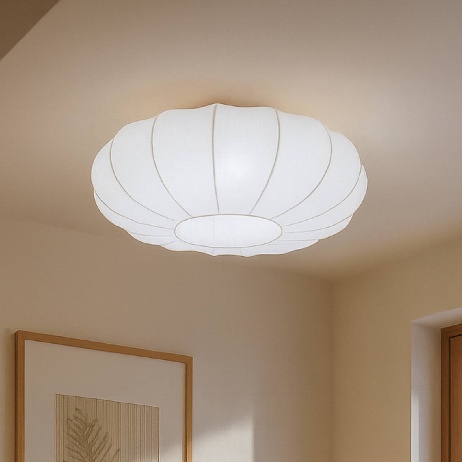 Lampa sufitowa Helin Lindby, możliwość ściemniania, biały / opal, salon / jadalnia, tkanina / materiał / jedwab, skandynawski