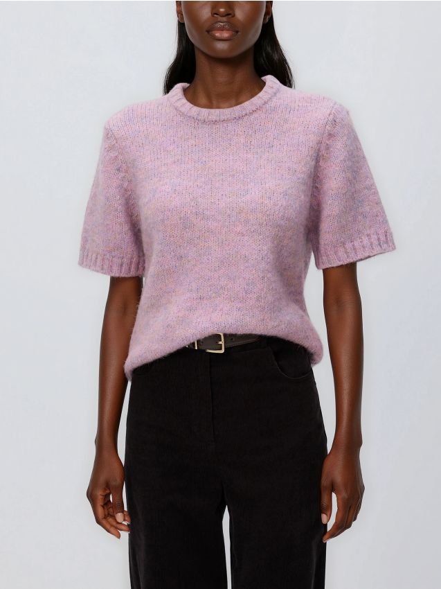 Reserved - Sweter z krótkimi rękawami - różowy