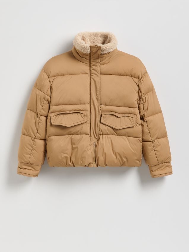 Reserved - Pikowana kurtka z ociepleniem - brązowy