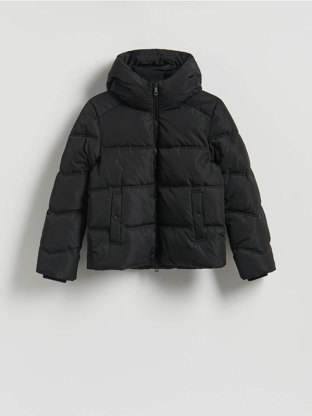 Reserved - Pikowana kurtka z kapturem - czarny