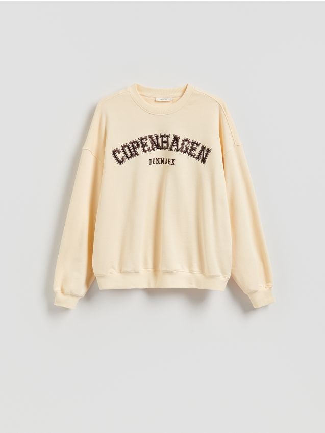 Reserved - Bluza z haftowanym napisem - jasnożółty