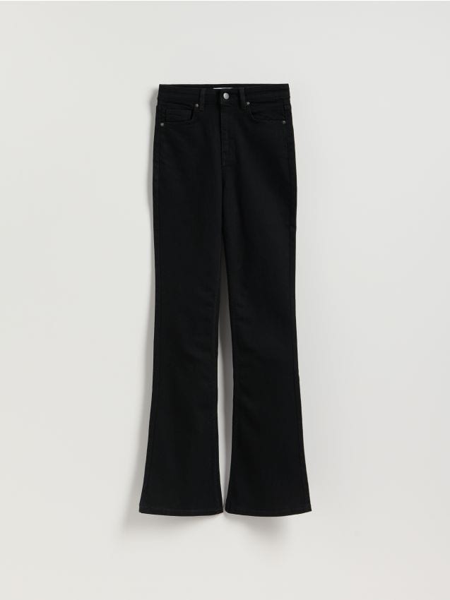 Reserved - Jeansy flare z wysokim stanem - czarny