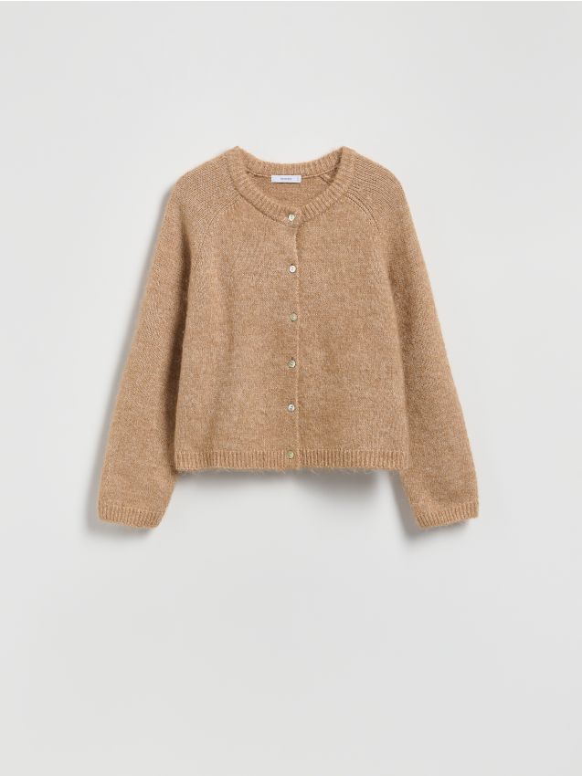 Reserved - Kardigan z domieszką alpaki - beżowy