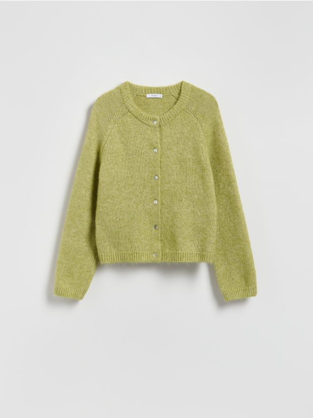 Reserved - Kardigan z domieszką alpaki - oliwkowy