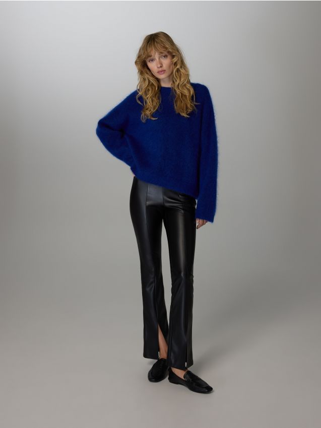 Reserved - Spodnie z imitacji skóry - czarny