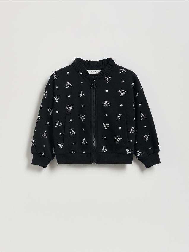 Reserved - Bluza bomber z aplikacją - czarny