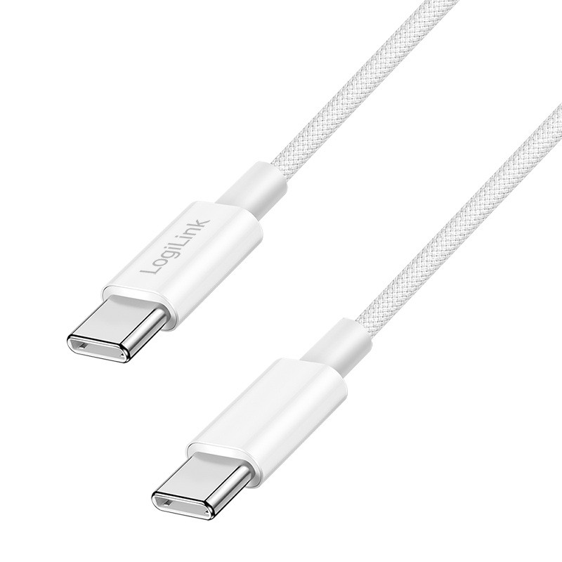 LogiLink USB-C 1.0m w nylonowym oplocie biały