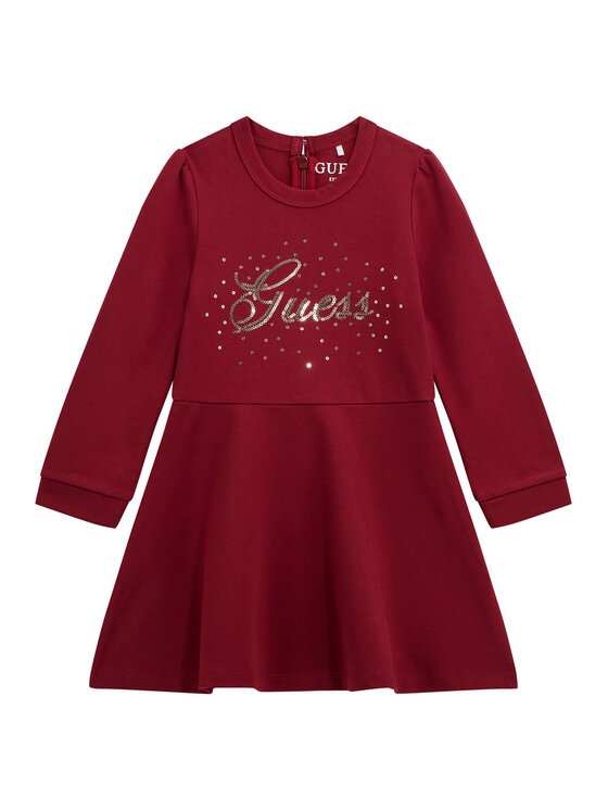 Guess Kids Sukienka dzianinowa K5BK03 KAE30 Bordowy Regular Fit
