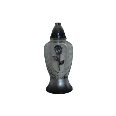 Znicz szklany z aplikacją s-792 12 x 10 x 30 cm złoty / srebrny