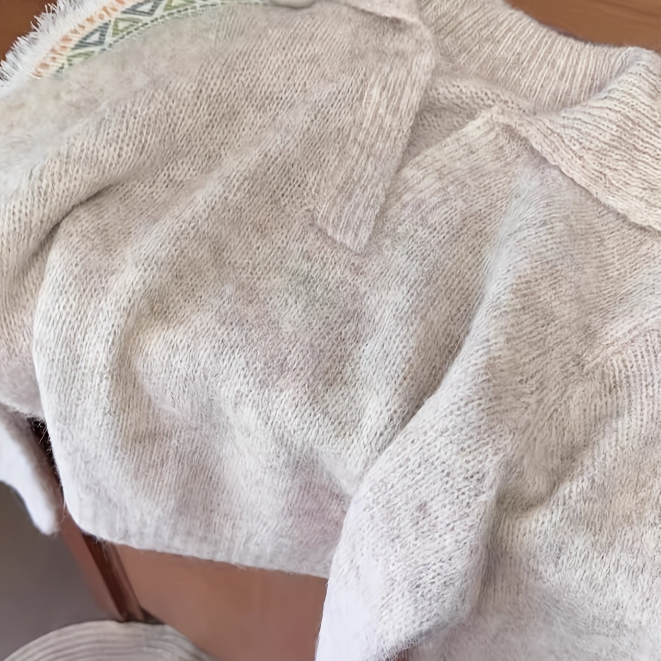 TEMU Sweter damski z długim rękawem i kołnierzykiem typu turn-down