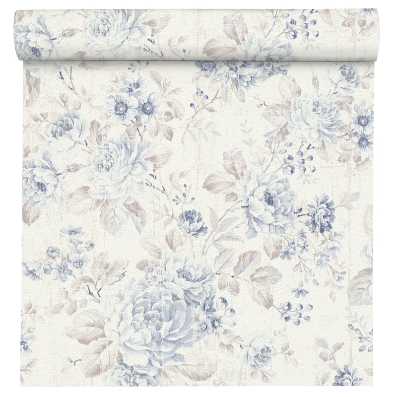 Tapeta Kwiaty Souvenir niebieska winylowa na flizelinie