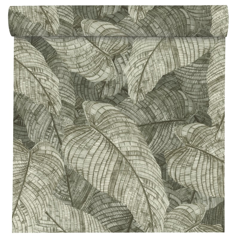 Tapeta Liście Amara oliwka winylowa na flizelinie