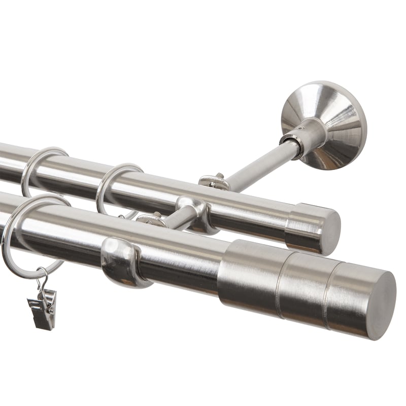 Karnisz Acri Walec 300 cm podwójny efekt stali 25/19/19 mm