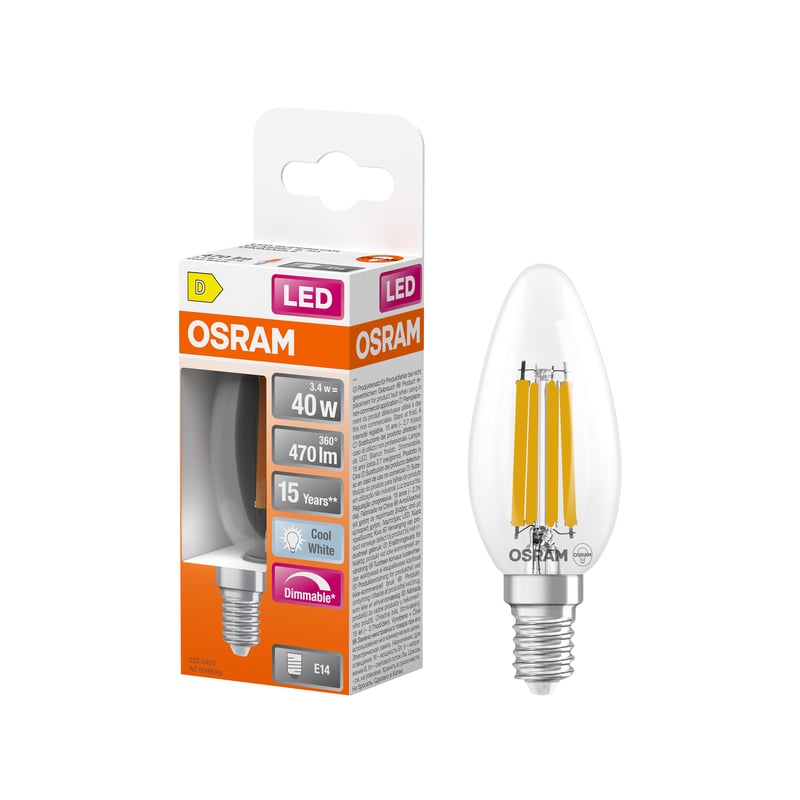 Żarówka E14 FIL SW 4.8W 470LM 4TK DIM CLGL OSRAM