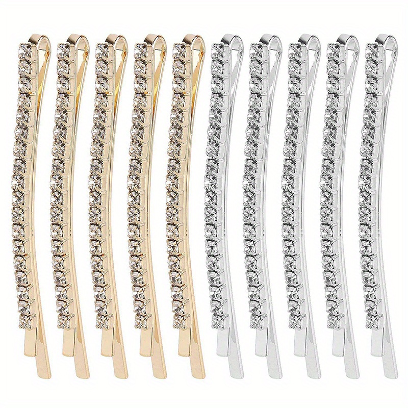 TEMU Luksusowy zestaw klipsów z błyszczącymi kamieniami 4-8 szt., metalowe klipsy jedno-slowne, klipsy do włosów, akcesoria do włosów, idealny na