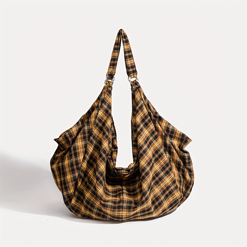 TEMU Torba Tote z Płótna w Stylu Vintage - Duża Pojemność, Torba na Ramię i na Ciało z Zamkiem, Podszewka z Poliestru, Miejski Styl, Casualowa Torba