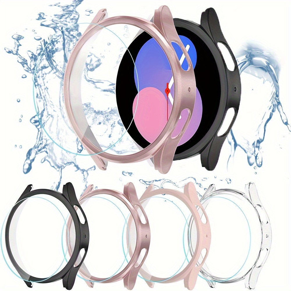 TEMU Zestaw 4 szt./ Męskie i Damskie Modne Antypoślizgowe Etui na Zegarek Inteligentny z PC oraz Ochronna Hartowana do Ekranu, dla Obudowy Galaxy