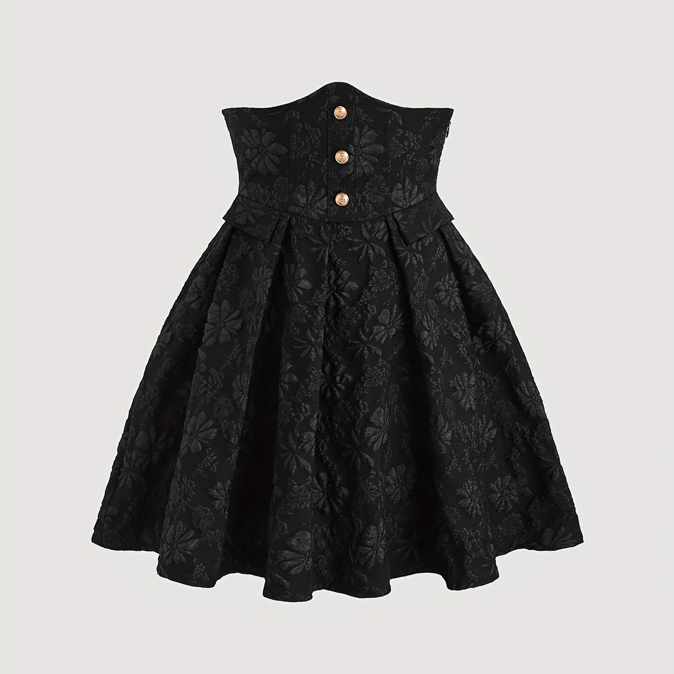 TEMU Damska Czarna Spódnica z Wysokim Stanem, Jacquard, Boczny Zamek, Metalowe Guziki – Elegancka, Modna, Prosta, Uniwersalna do Codziennego Noszenia