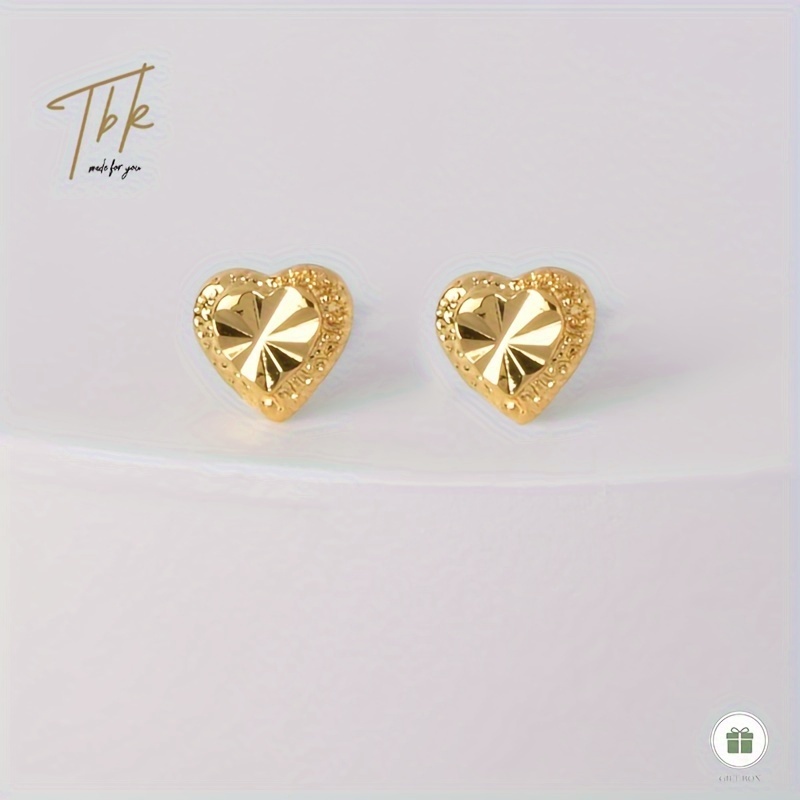 TEMU TBK&CO Eleganckie Kolczyki Sztyfty w Kształcie Pozłacane 18K - Hipoalergiczne, Teksturowany Wzór, Idealne na Co Dzień i do Prezentów, Regulowane