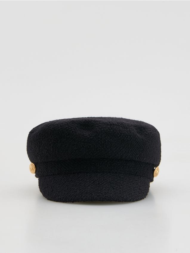 Reserved - Kaszkiet z wełną - czarny