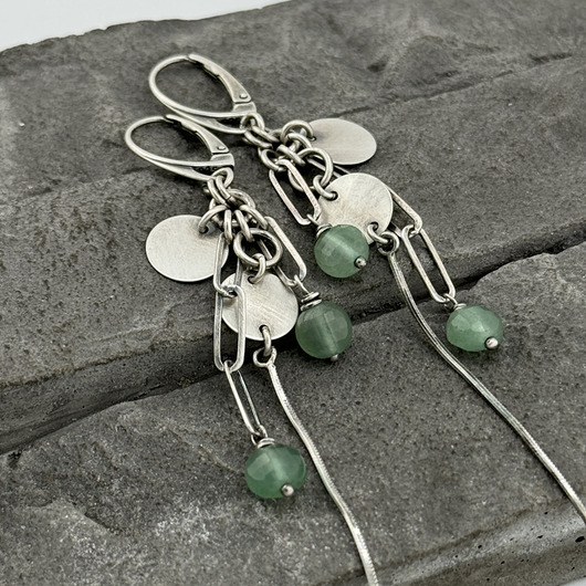 Kolczyki Wariacje na temat - zielony awenturyn