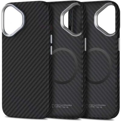 Etui TECH-PROTECT Quantum Carbon MagSafe do Apple iPhone 17 Czarno-srebrny