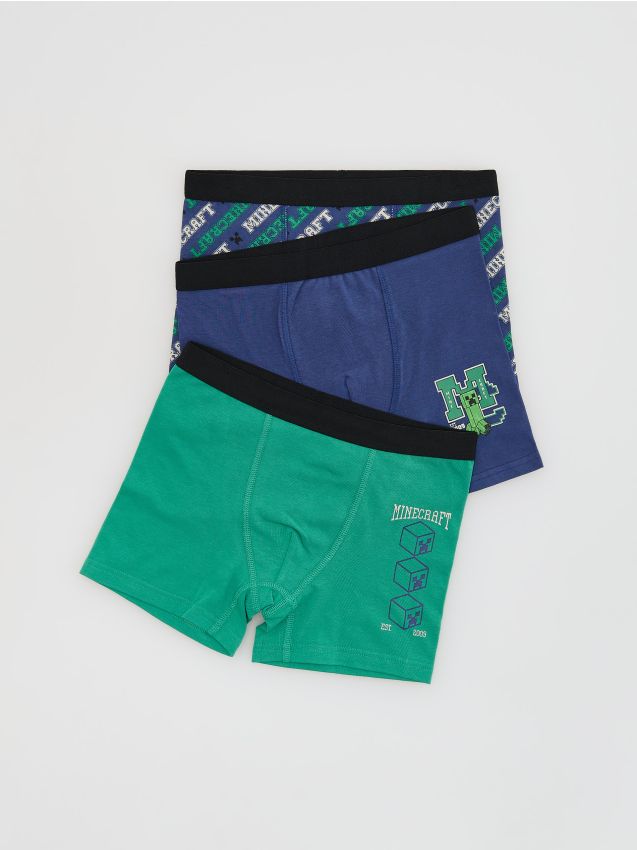 Reserved - Bawełniane bokserki Minecraft 3 pack - zielony