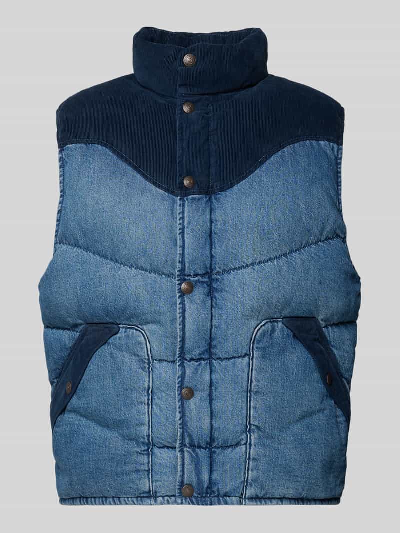 Kamizelka pikowana o kroju regular fit z imitacji denimu model ‘Wild West’