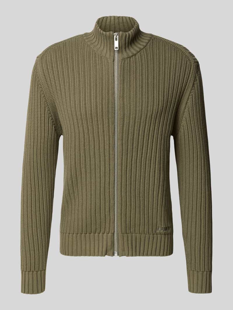 Kurtka z dzianiny o kroju regular fit z prążkowanej bawełny model ‘SRITON’
